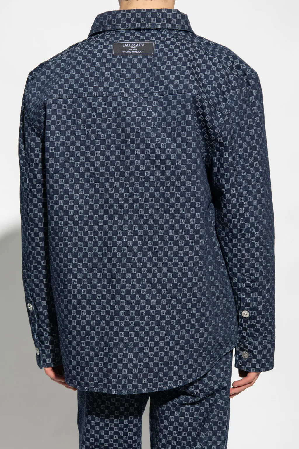 Monogram Jacquard Curved Hem Denim Shirt