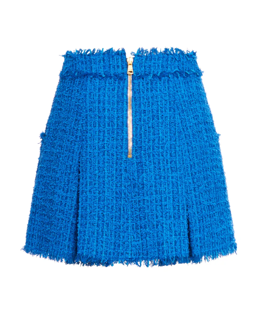 Pleated Tweed Miniskirt