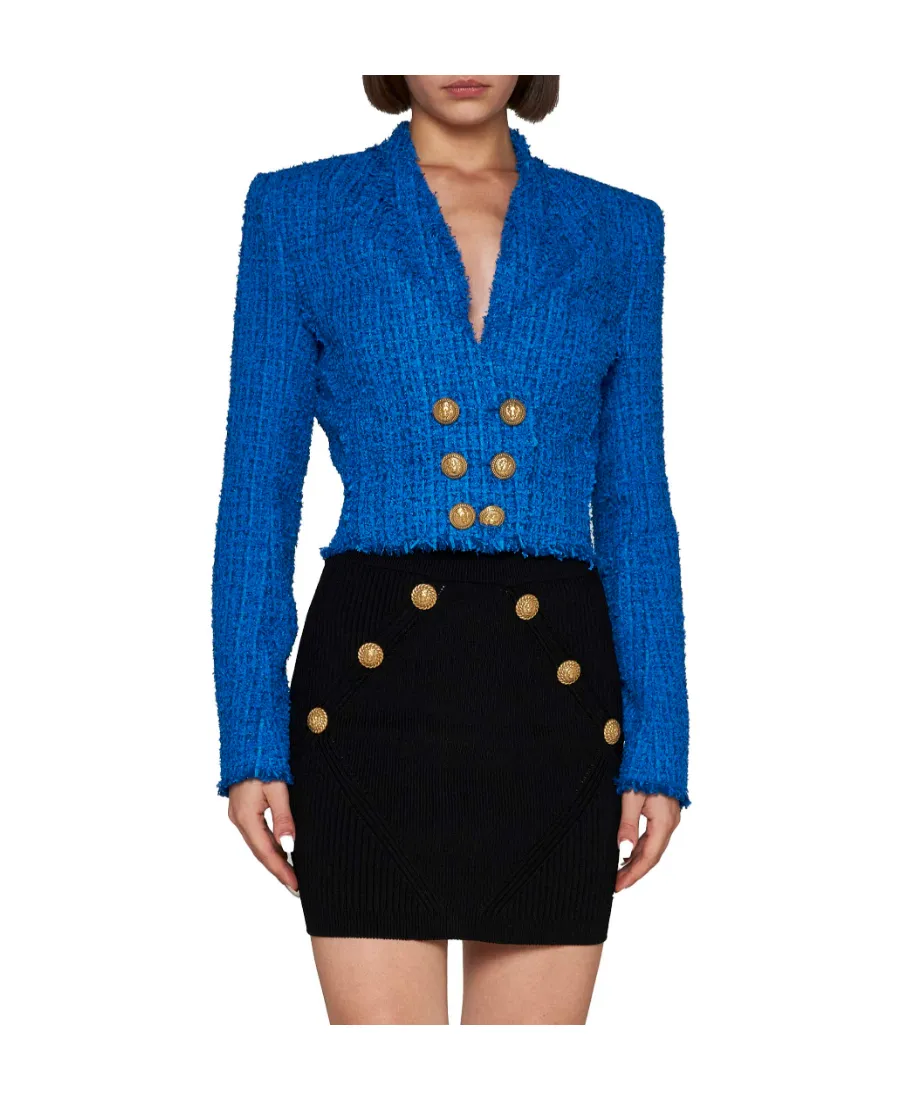 Double-Breasted Cropped Jacket