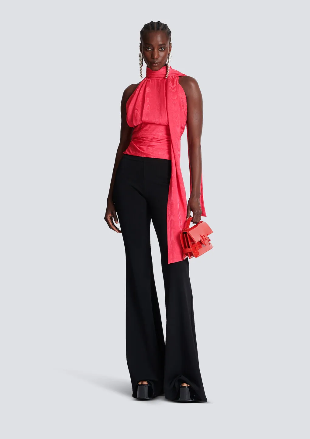 Sleeveless Top With Draped Collar