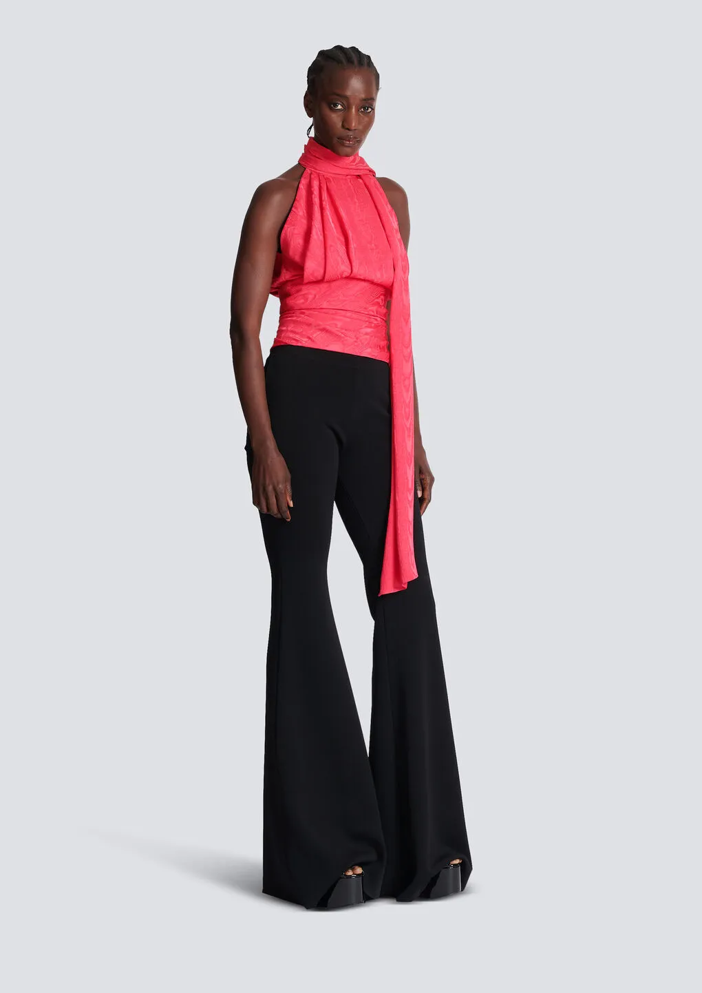 Sleeveless Top With Draped Collar