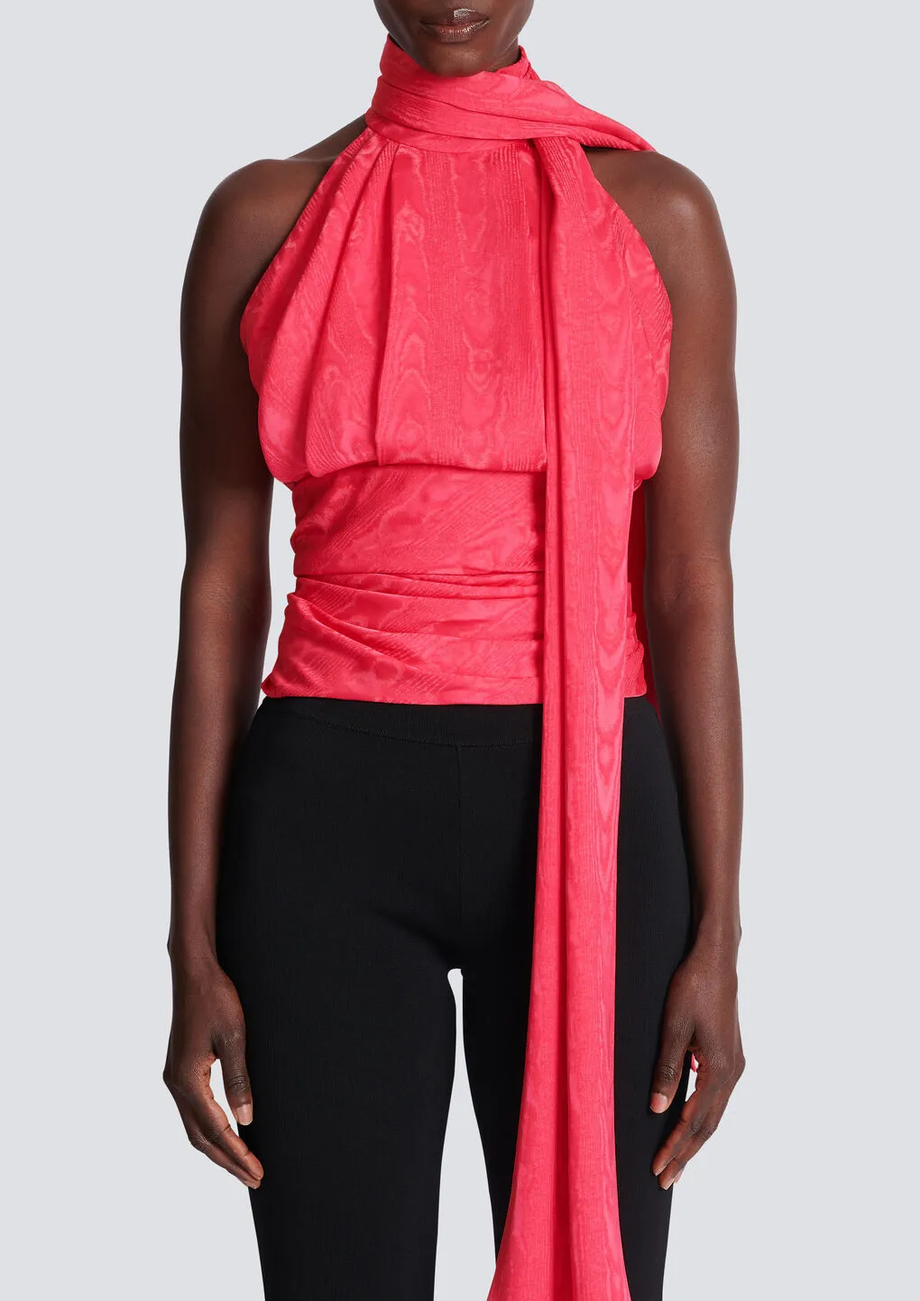 Sleeveless Top With Draped Collar