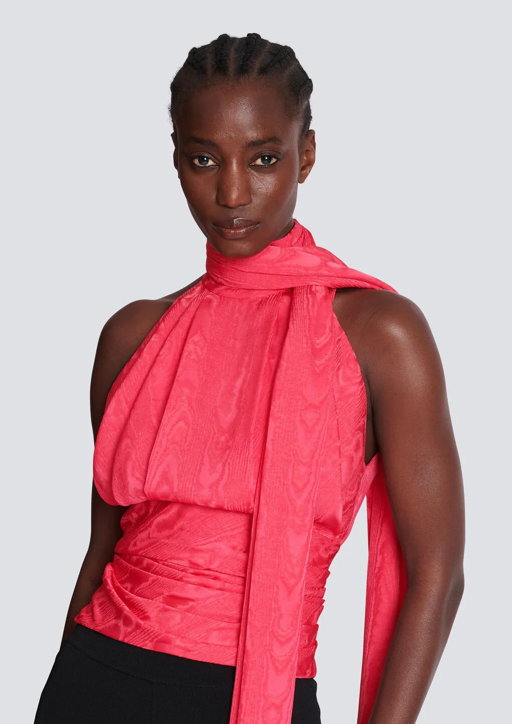Sleeveless Top With Draped Collar