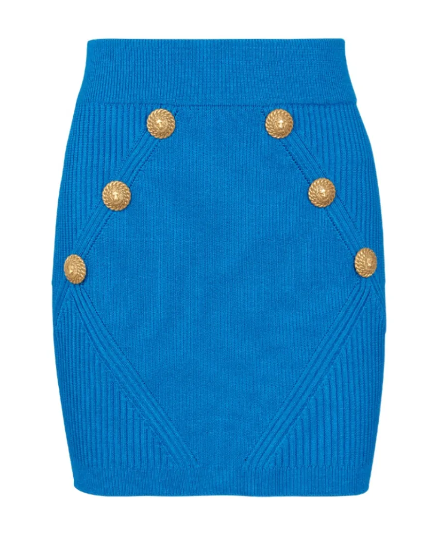 Button Detailed Mini Knitted Skirt