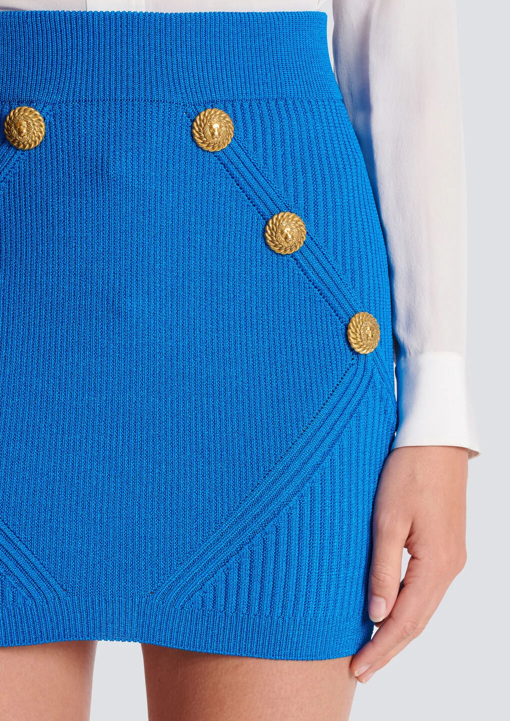 Button Detailed Mini Knitted Skirt