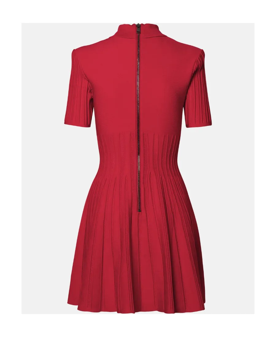 Ribbed-Knit Flared Minidress