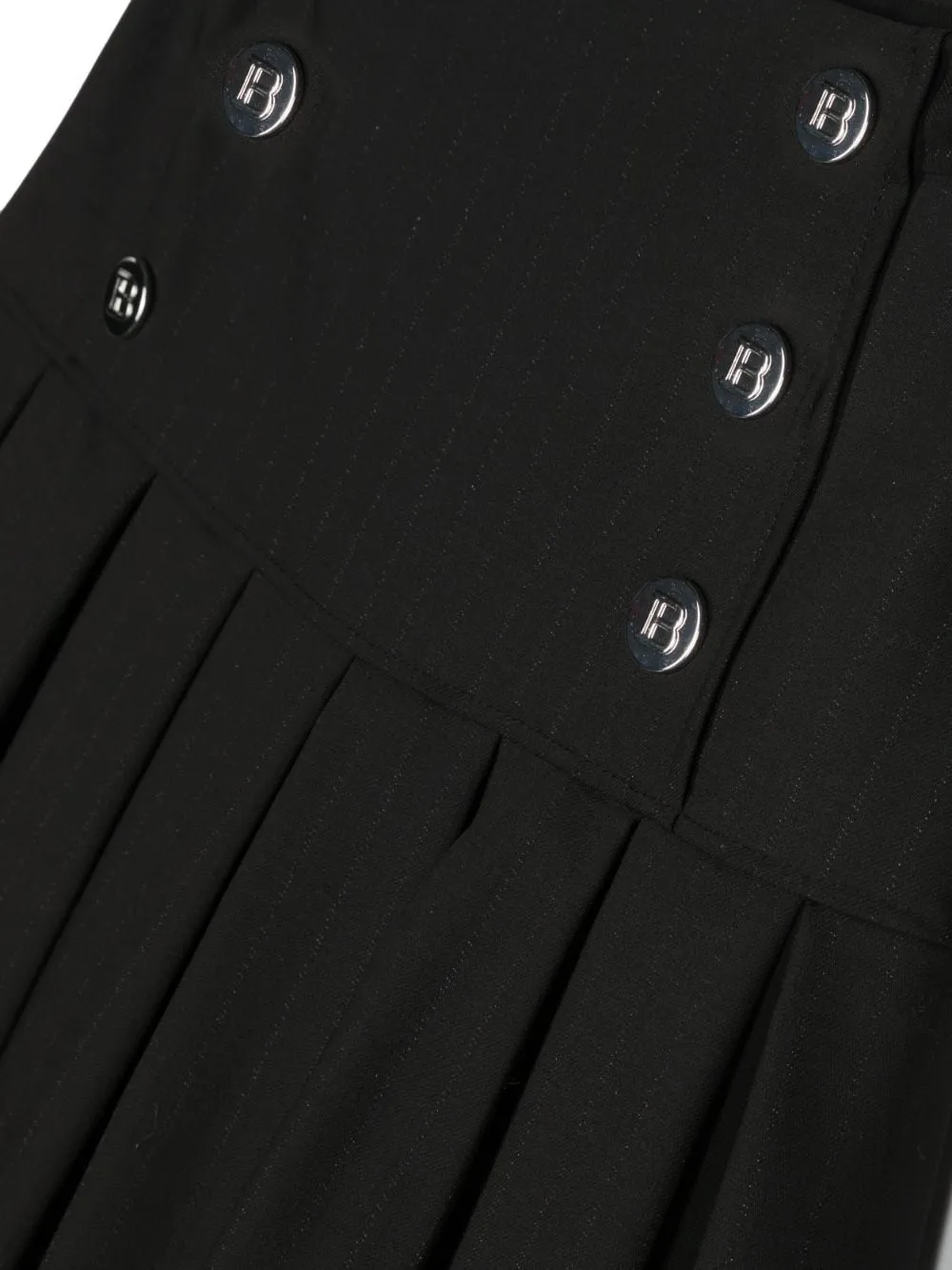 Button-Detail Pleated Skirt