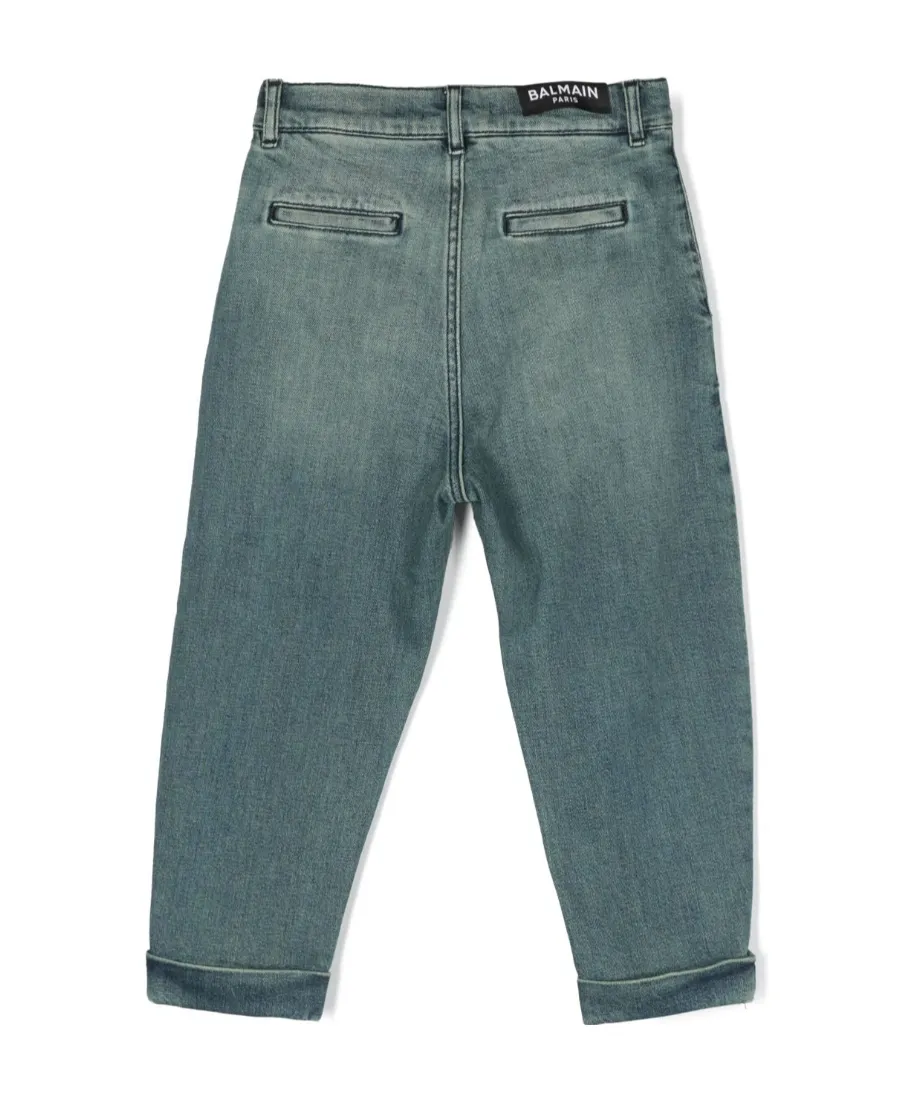 Logo-Patch Pleat-Detailed Jeans