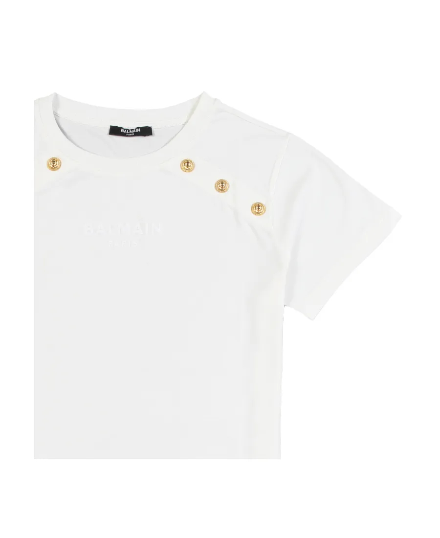 Button Embellished Crewneck T-Shirt