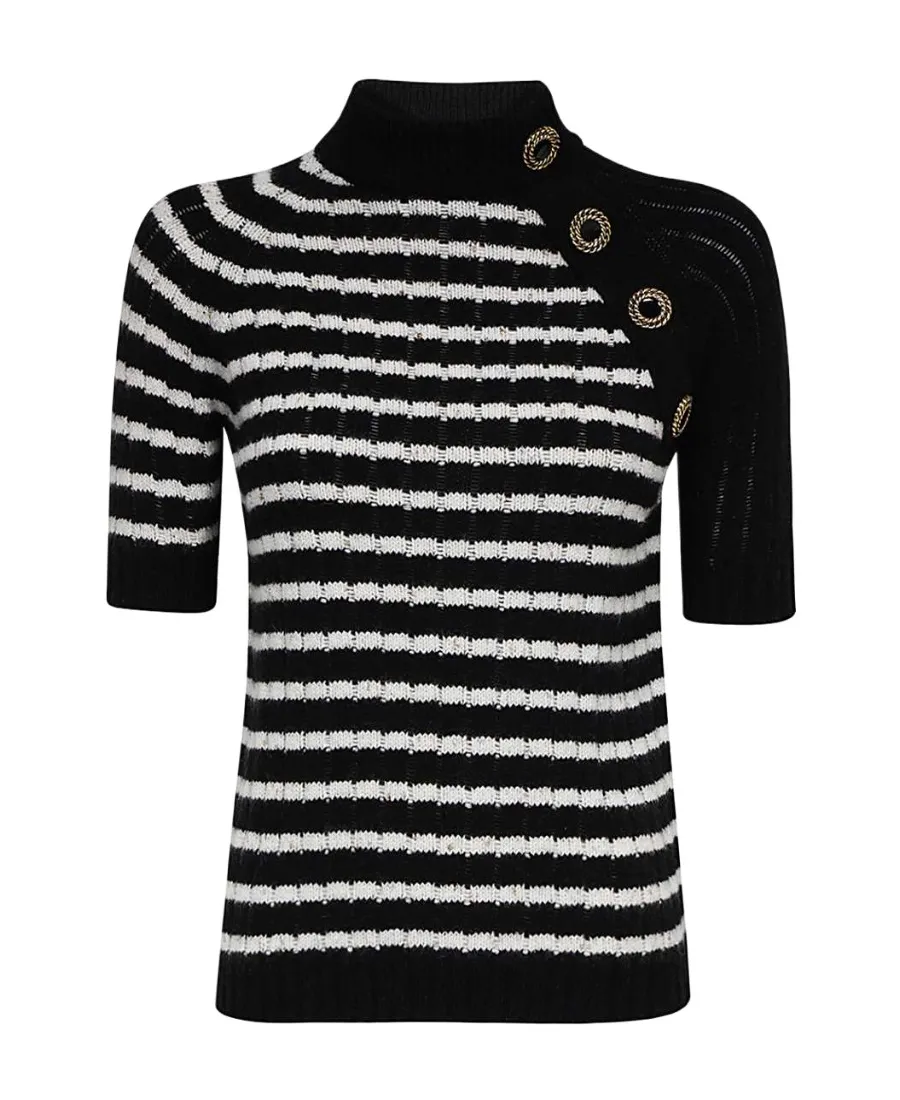 Striped Short-Sleeved Knitted Top