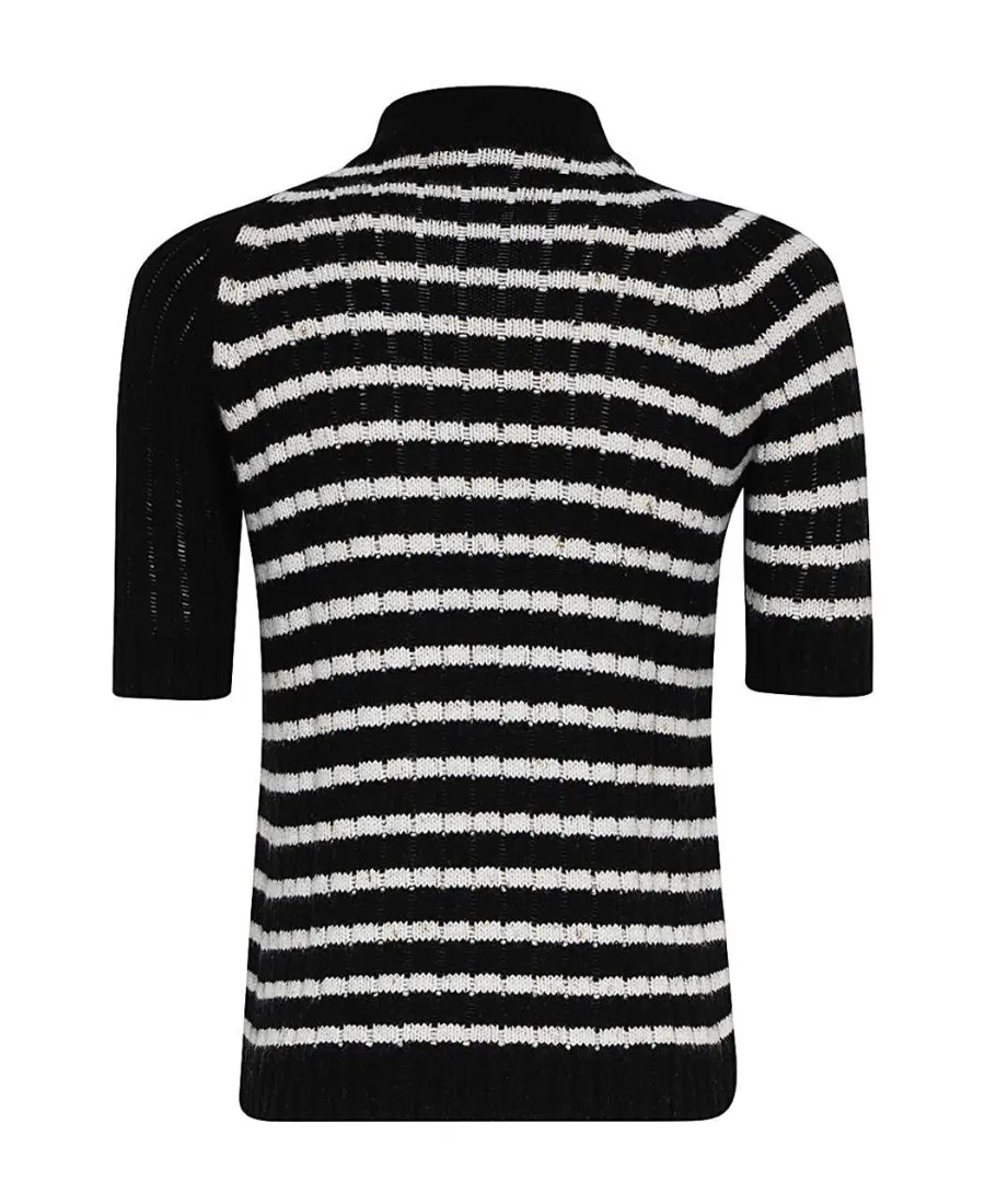 Striped Short-Sleeved Knitted Top