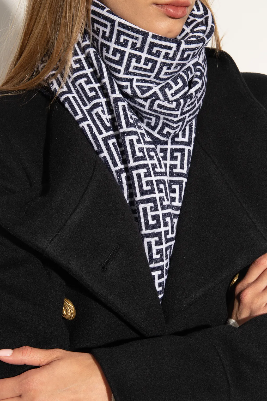 Monogram-Pattern Wool-Blend Scarf