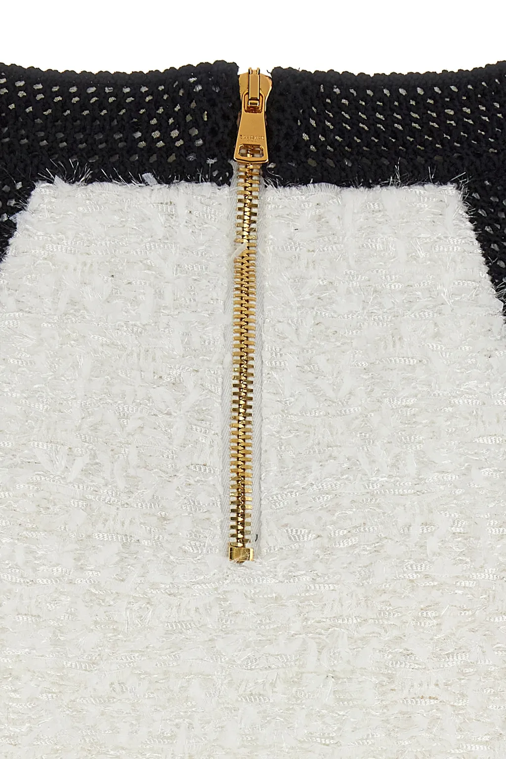 Button Embellished Tweed Mini Skirt