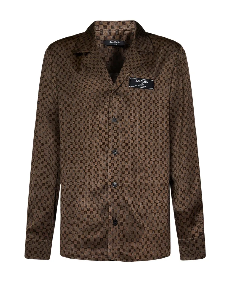 Monogram-Print Satin Shirt