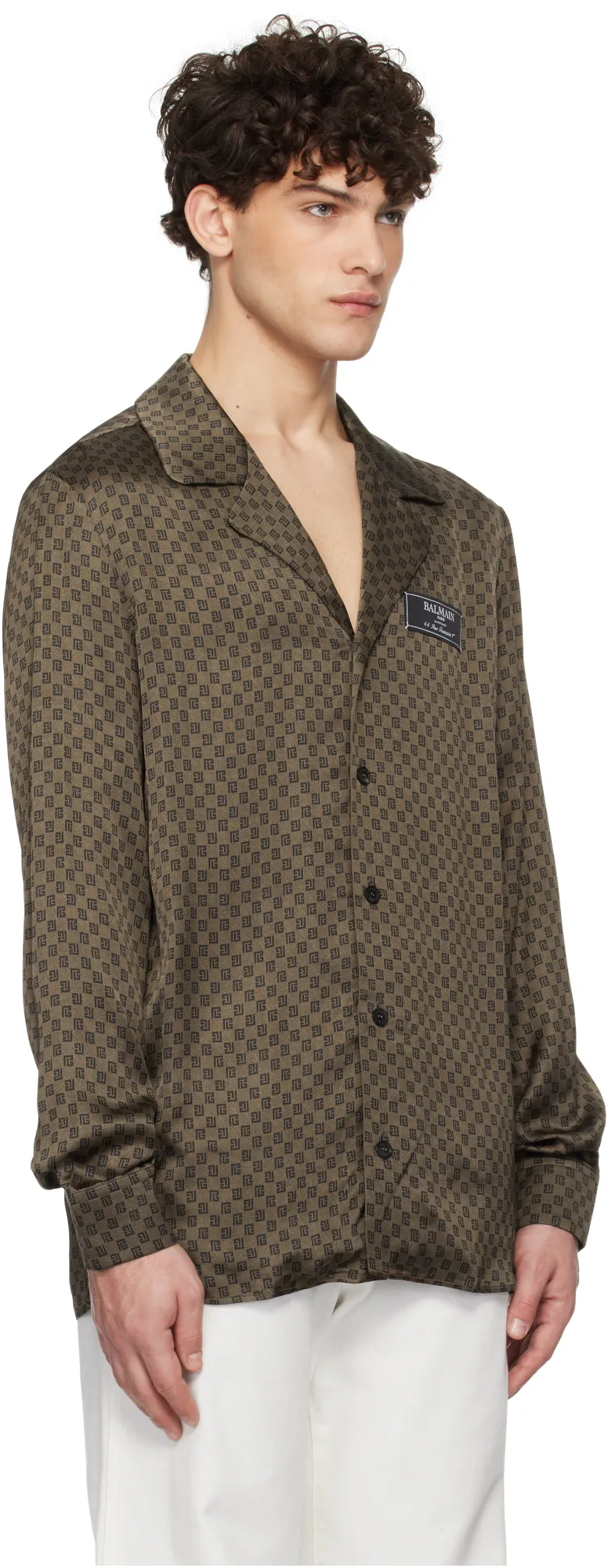 Monogram-Print Satin Shirt