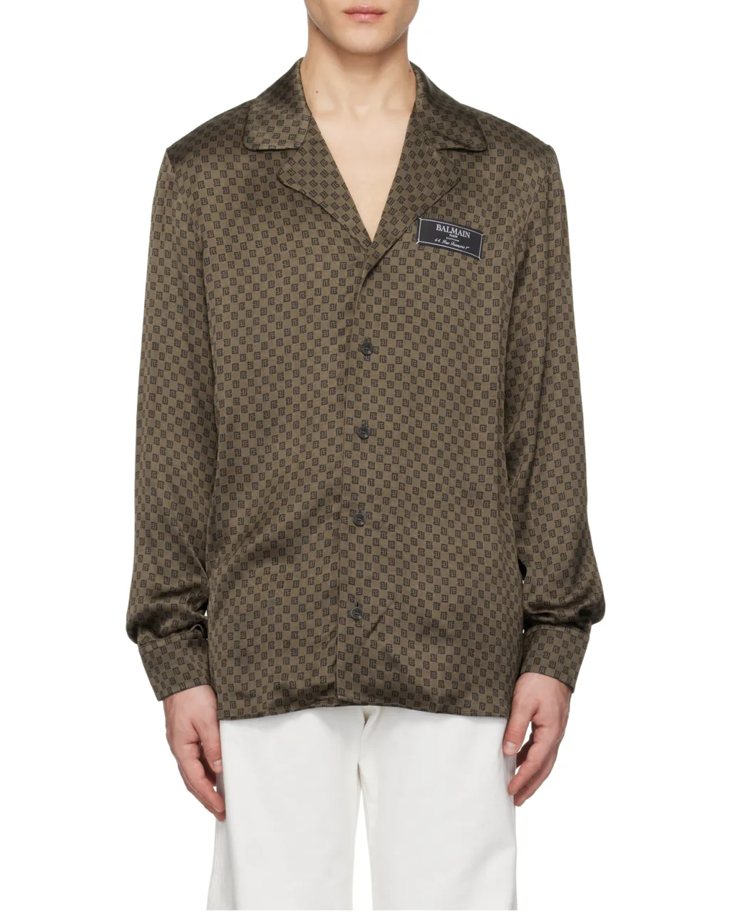 Monogram-Print Satin Shirt