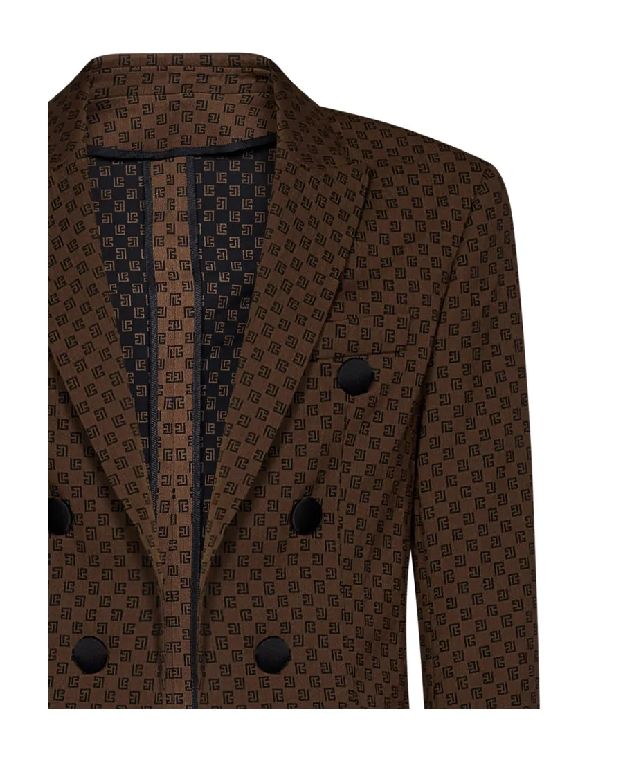 Monogram-Jacquard Double-Breasted Blazer