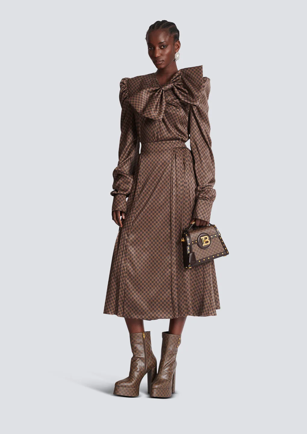 Mini Monogram Pleated Midi Skirt