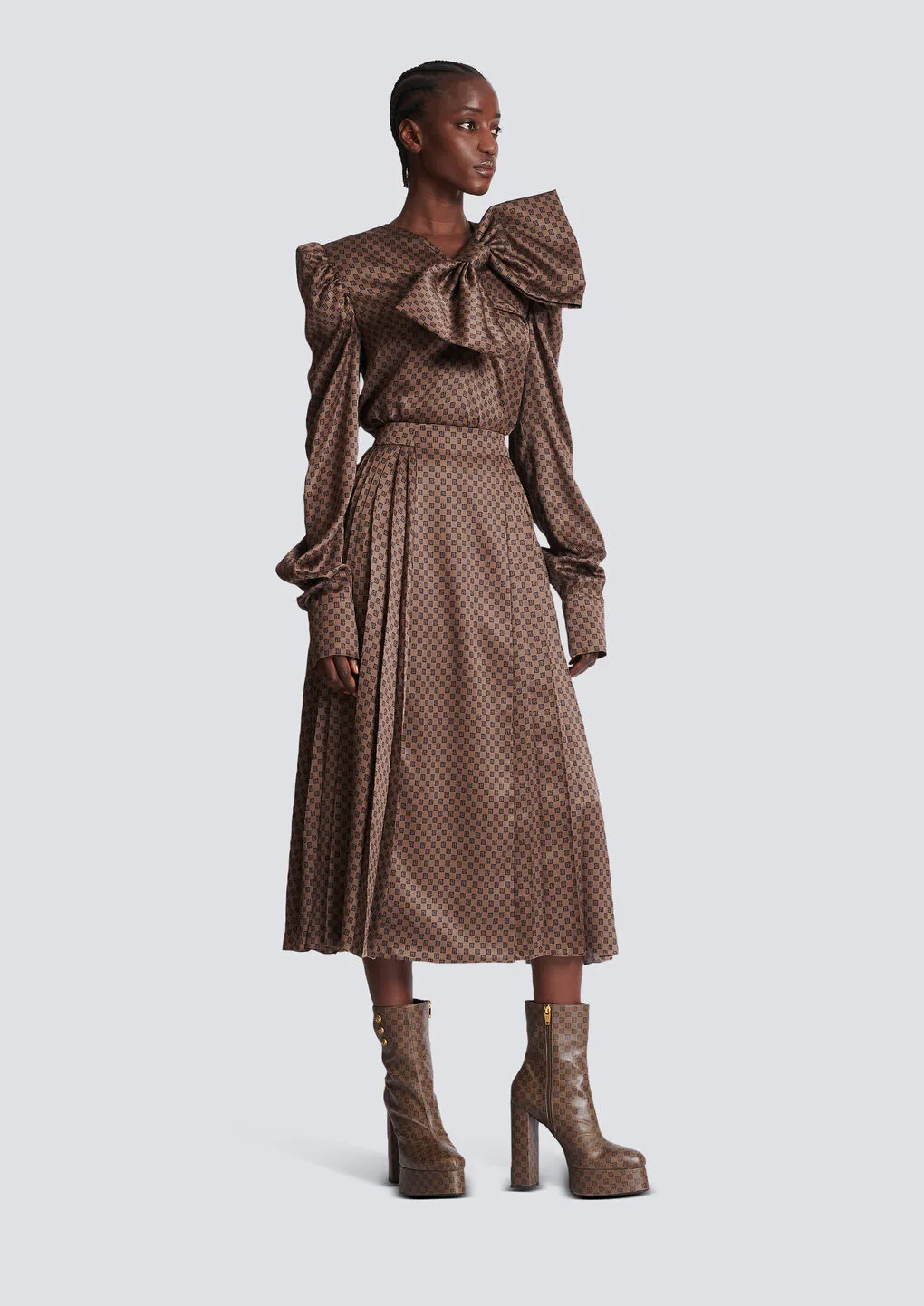 Mini Monogram Pleated Midi Skirt