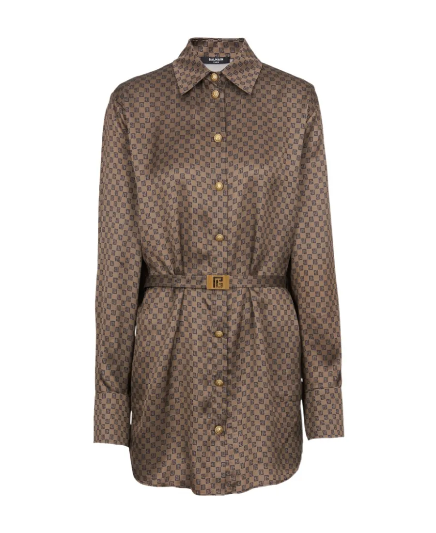 Mini Monogram Printed Satin Shirt