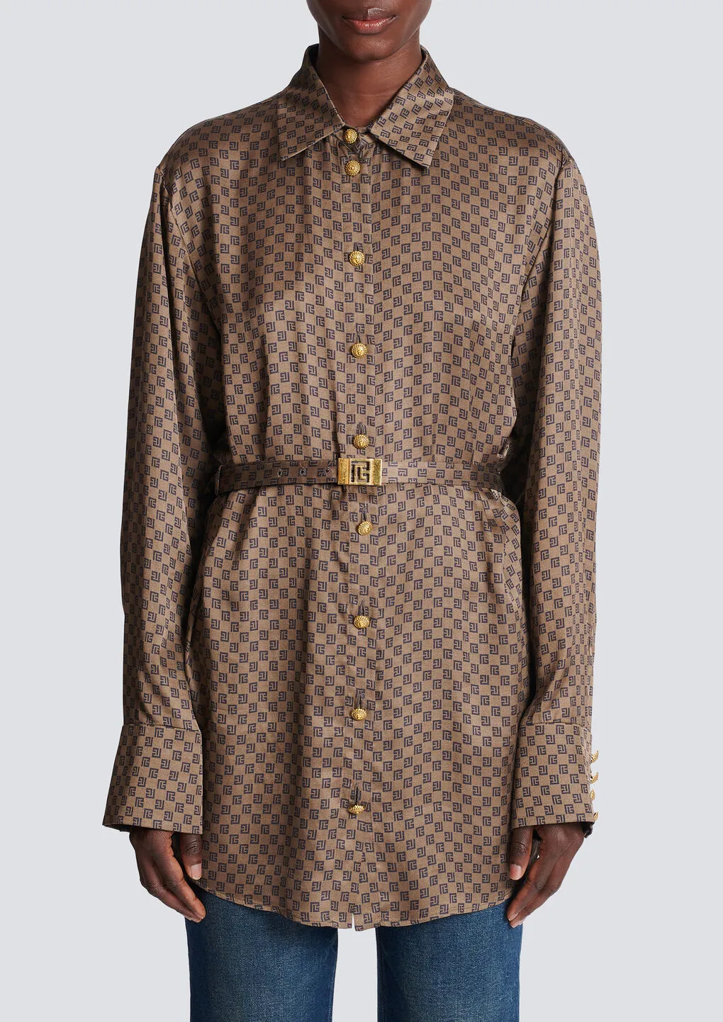 Mini Monogram Printed Satin Shirt