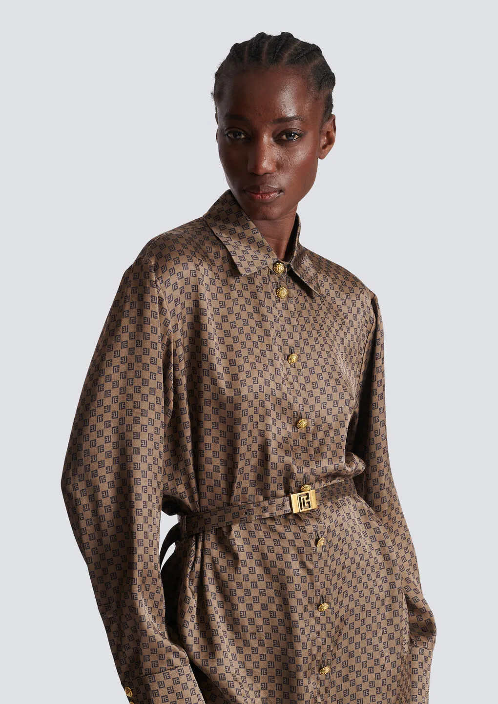 Mini Monogram Printed Satin Shirt