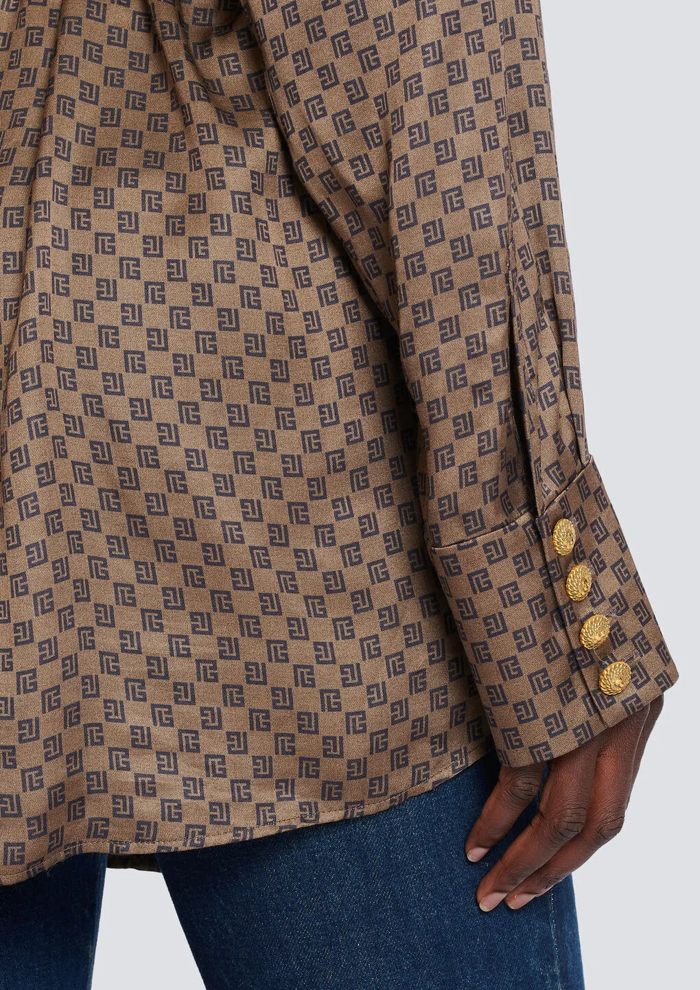 Mini Monogram Printed Satin Shirt