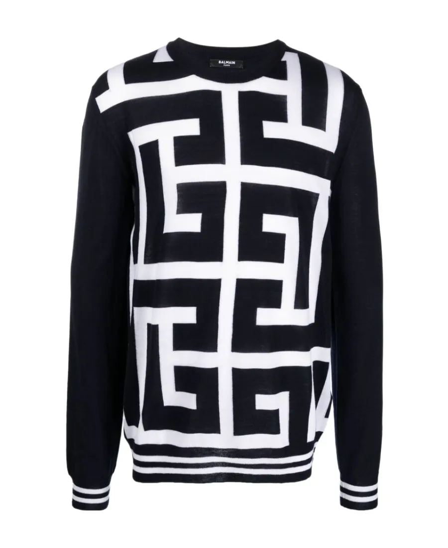 Monogram-Print Merino Wool Jumper