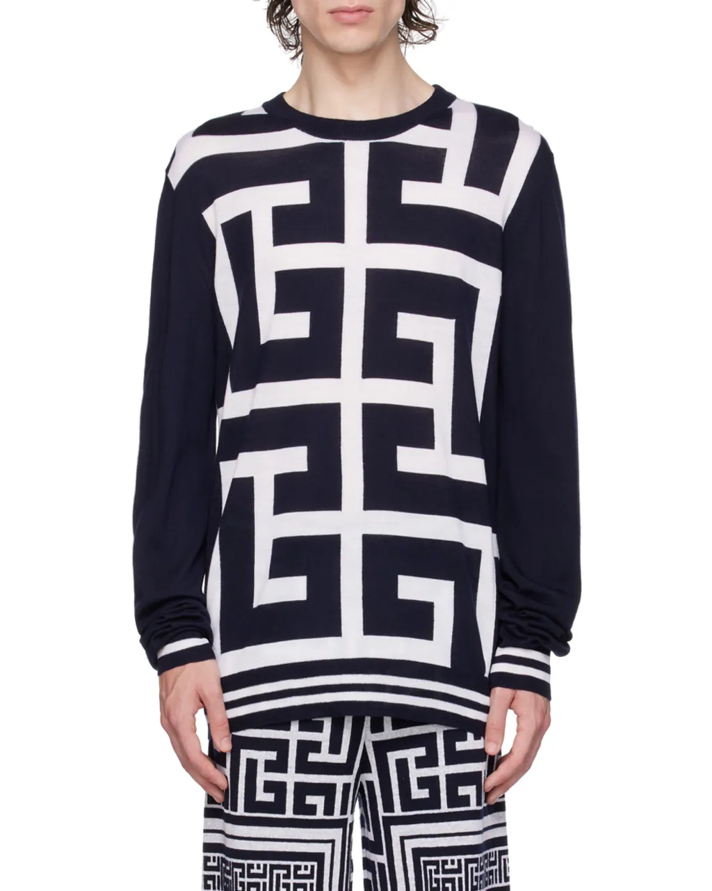 Monogram-Print Merino Wool Jumper