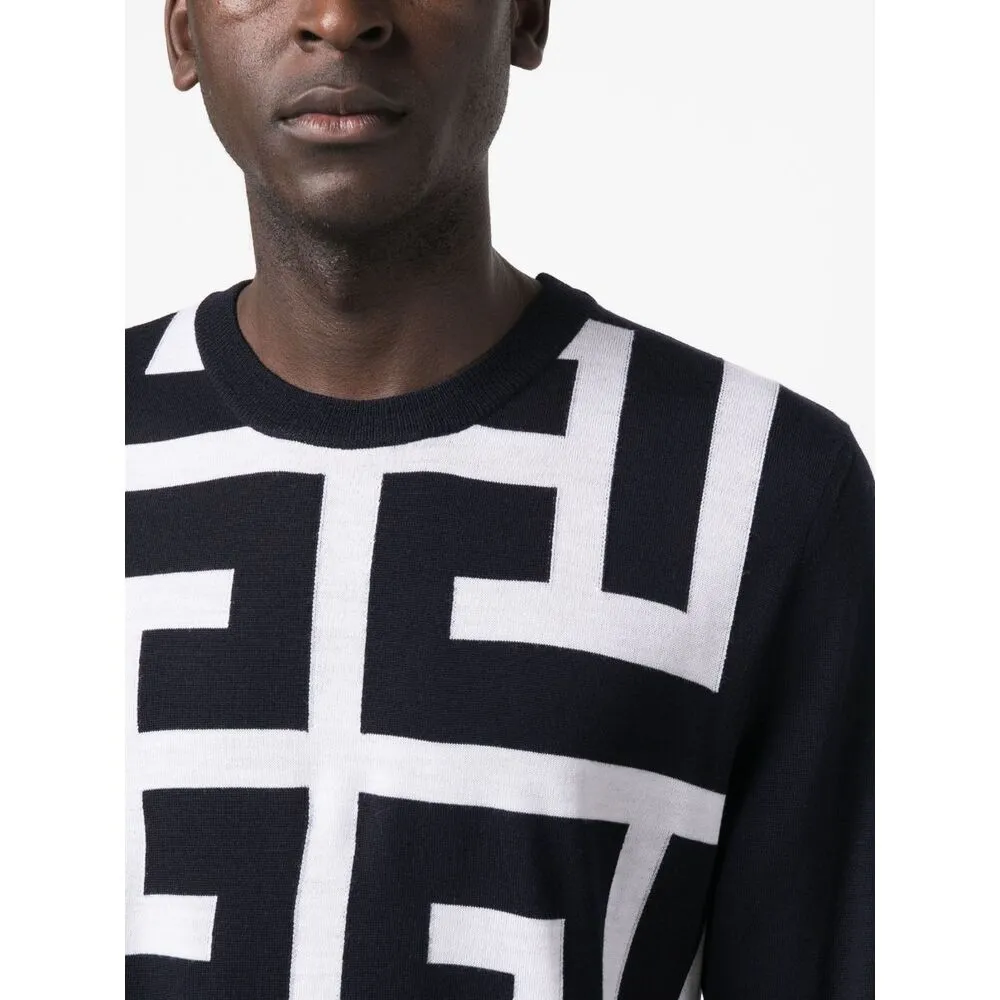 Monogram-Print Merino Wool Jumper