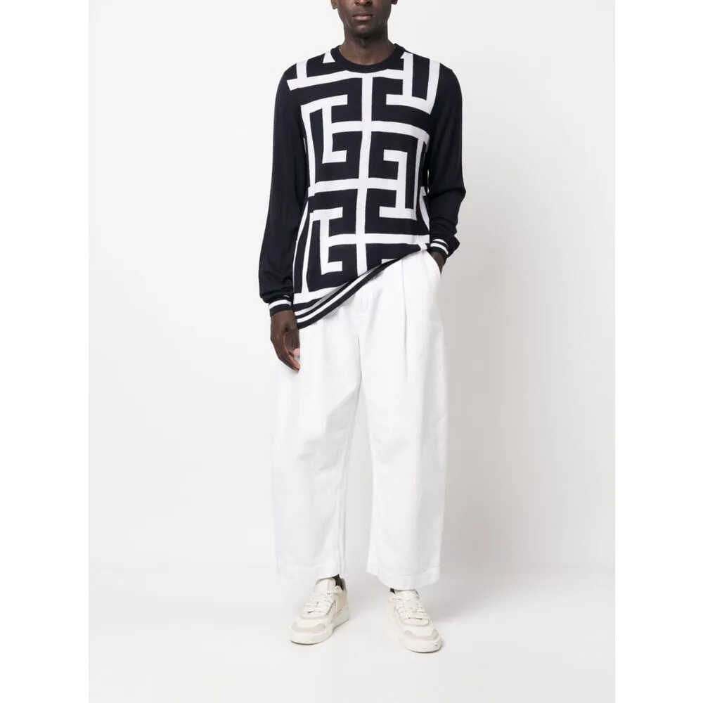 Monogram-Print Merino Wool Jumper