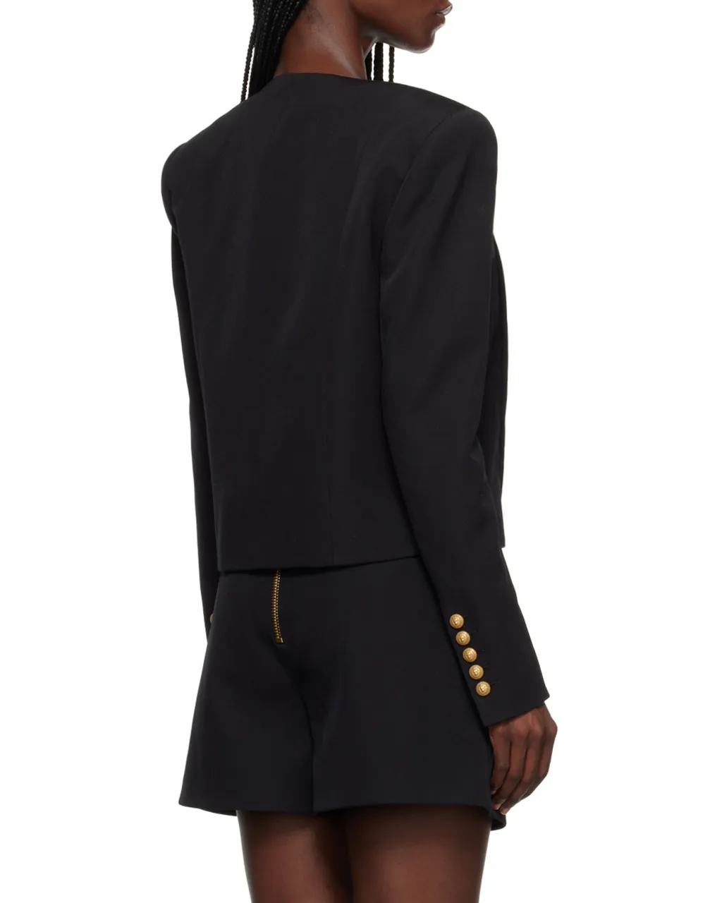 Button Embellished Collarless Jacket