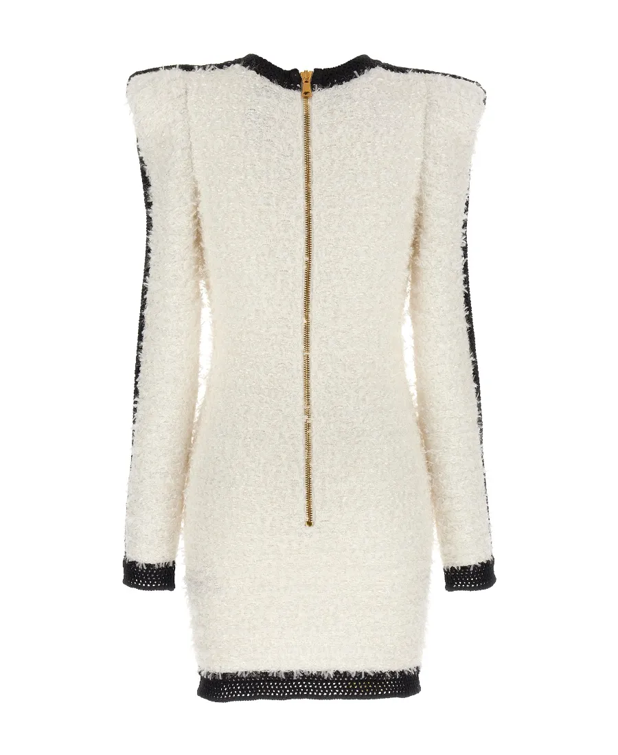 Logo Button Tweed Dress