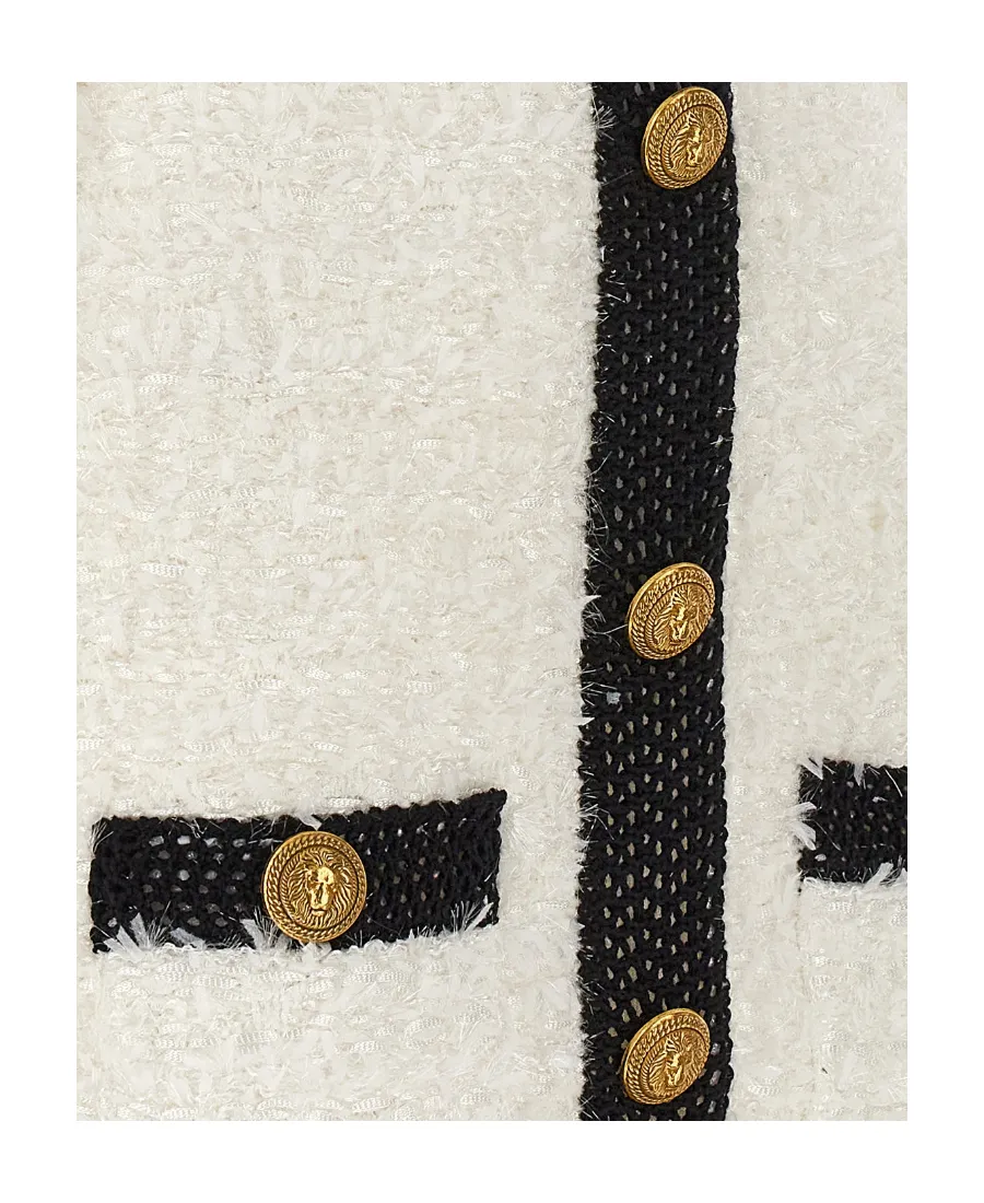 Logo Button Tweed Dress