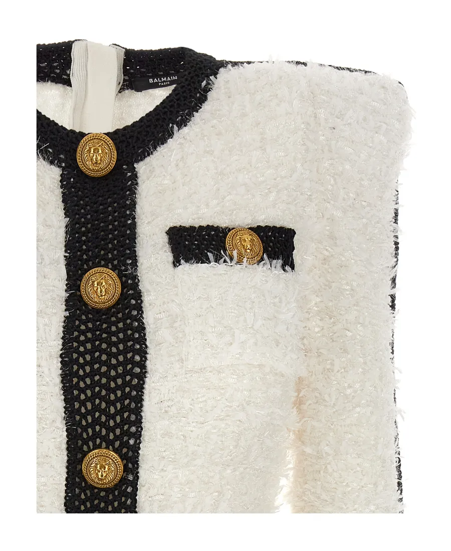 Logo Button Tweed Dress