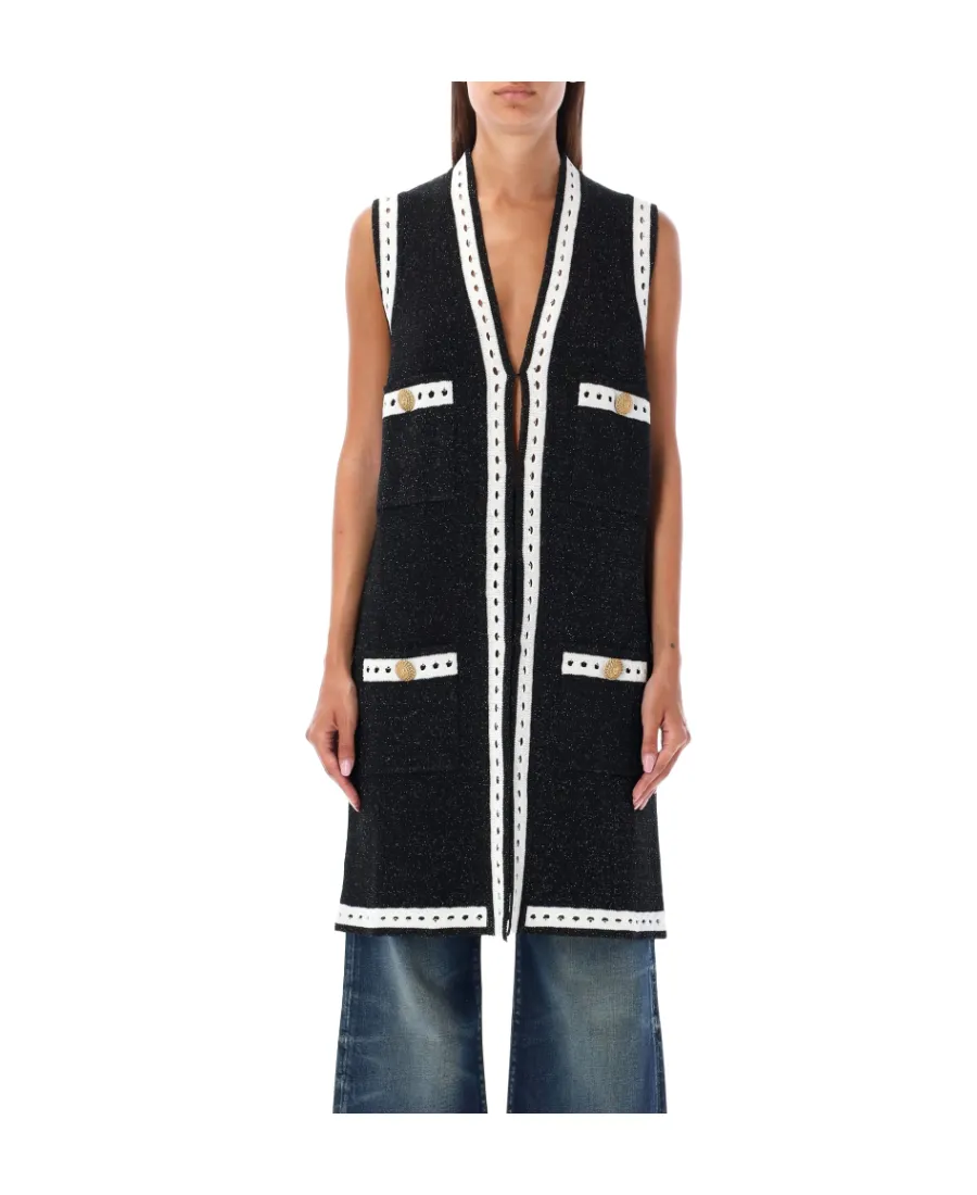 Sleeveless Long Knit Cardigan