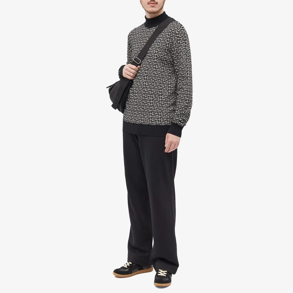 Monogram-Intarsia Knitted Roll-Neck Jumper