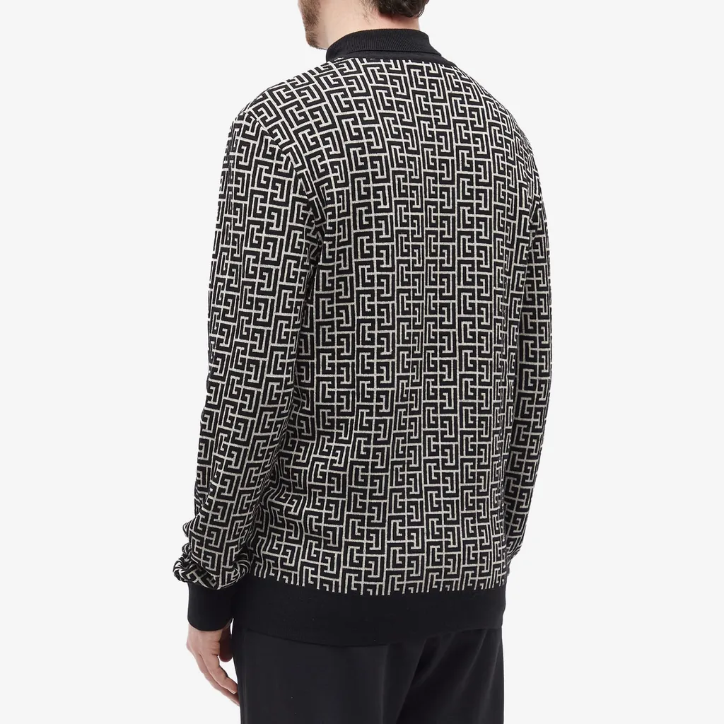 Monogram-Intarsia Knitted Roll-Neck Jumper