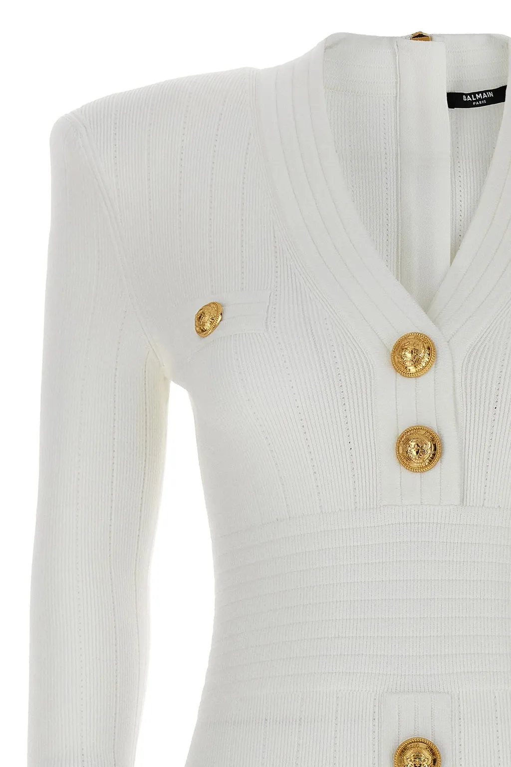 Button Embellished Fine Knit Dress