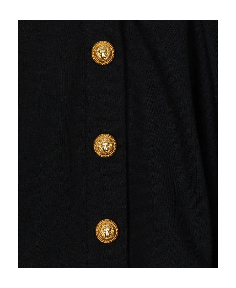 Logo-Embossed Button-Detailed Pleated Skirt