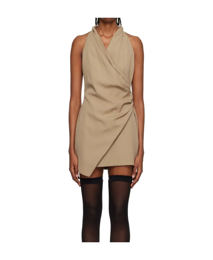 V-Neck Draped Mini Dress
