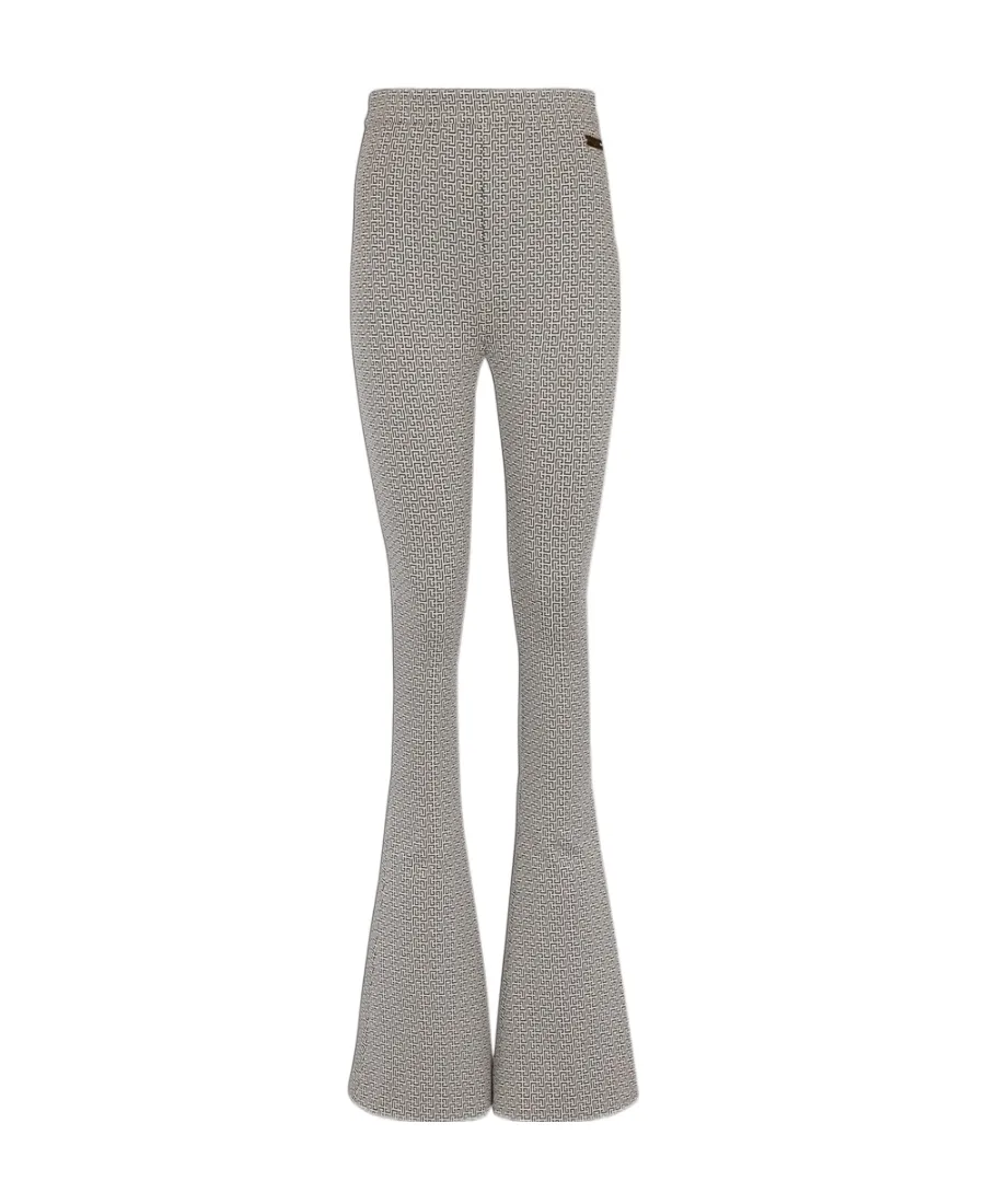 Flared Monogrammed Jacquard Trousers
