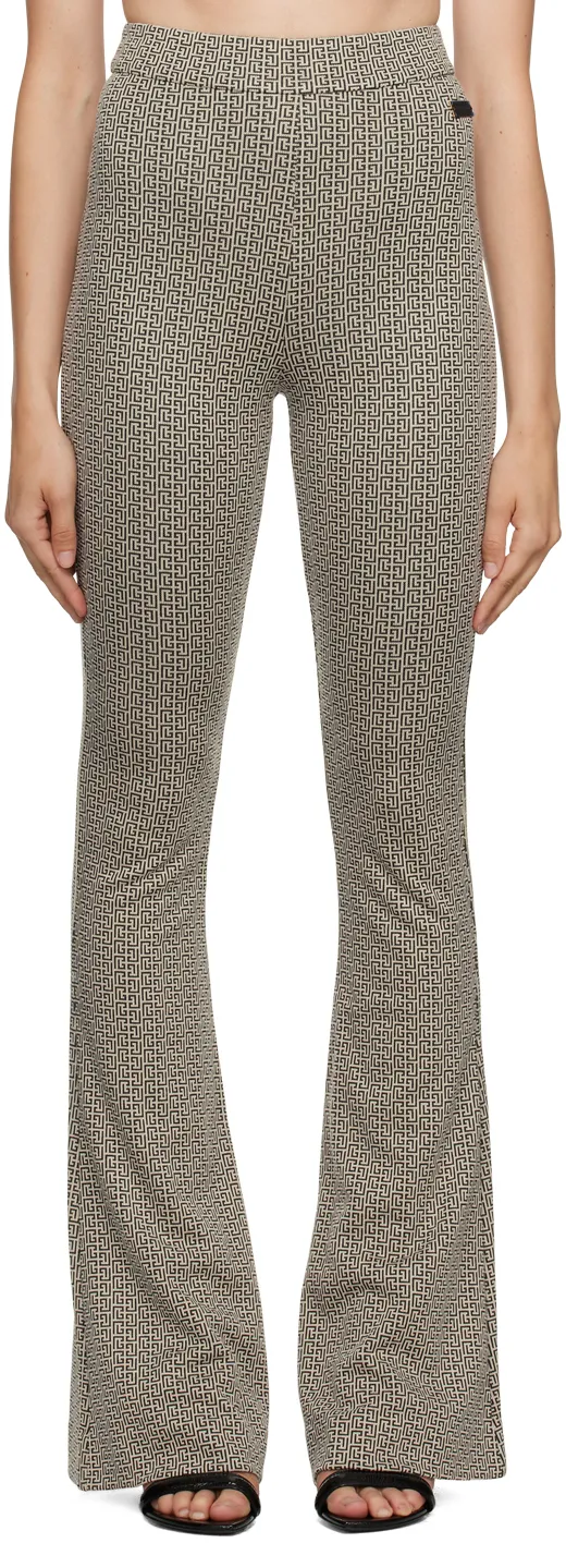 Flared Monogrammed Jacquard Trousers