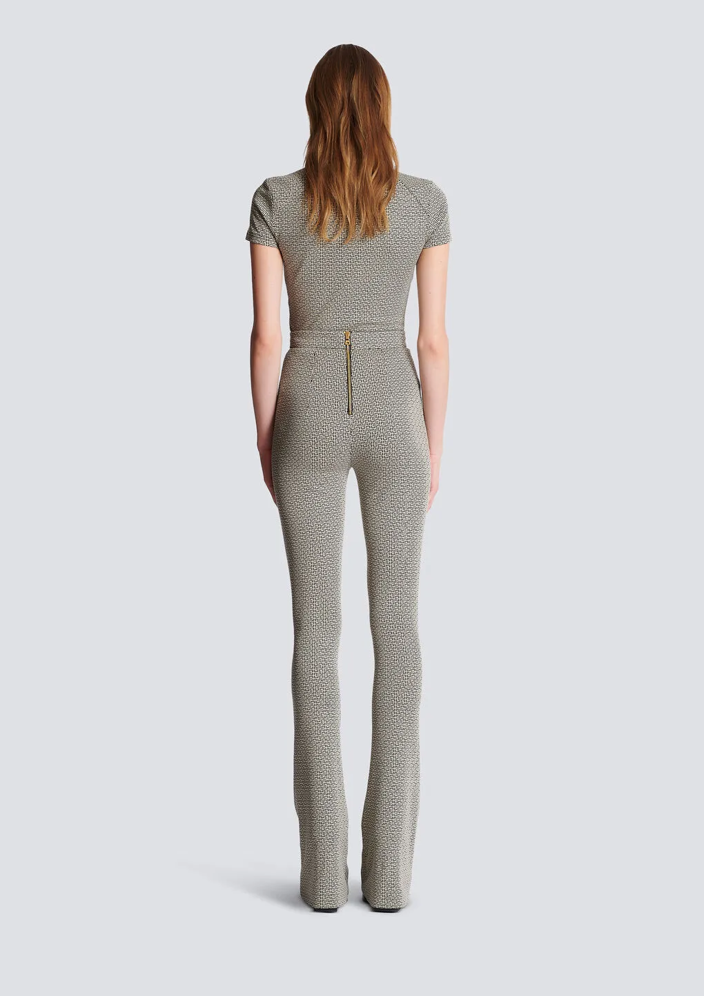 Flared Monogrammed Jacquard Trousers