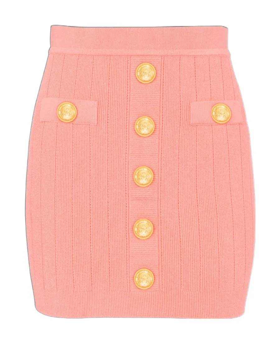 Button Embellished Knitted Skirt