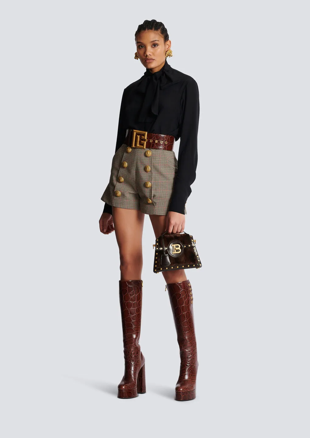 High Waist Button Embellished Shorts