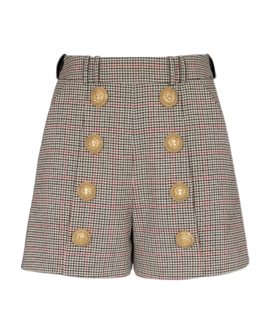 High Waist Button Embellished Shorts