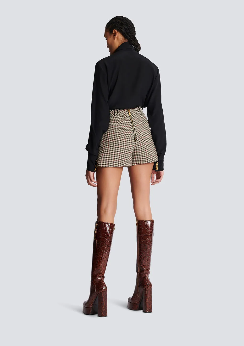 High Waist Button Embellished Shorts