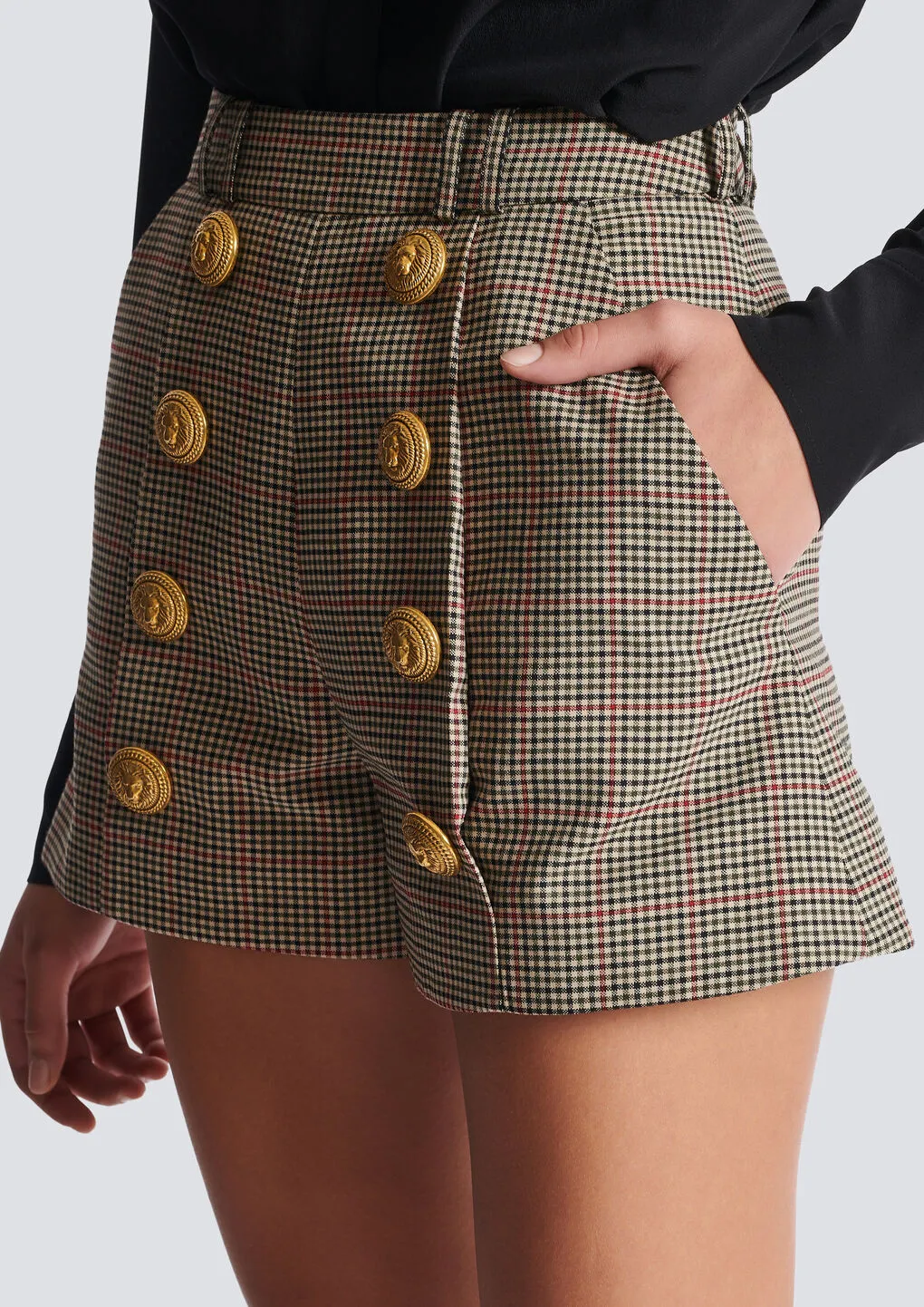 High Waist Button Embellished Shorts