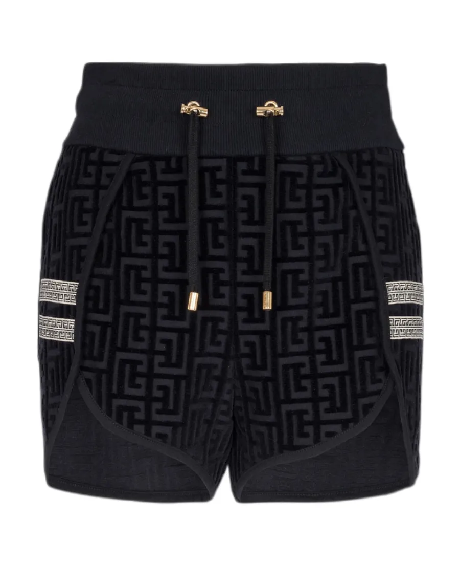 Monogrammed Velvet Shorts